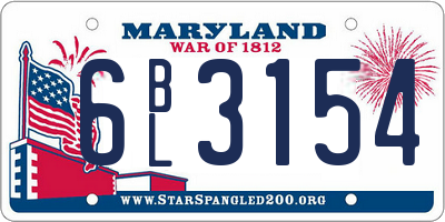 MD license plate 6BL3154