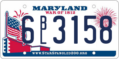 MD license plate 6BL3158