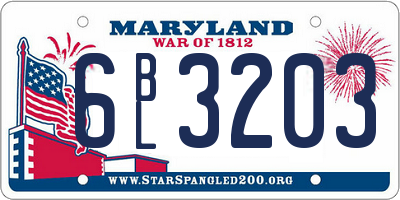 MD license plate 6BL3203