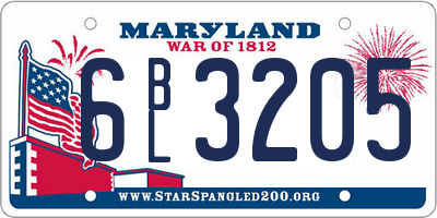 MD license plate 6BL3205