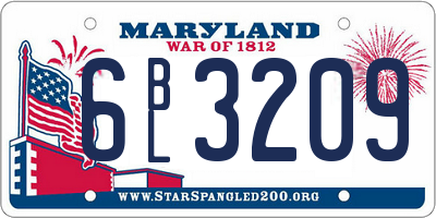 MD license plate 6BL3209