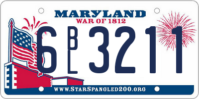 MD license plate 6BL3211
