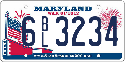 MD license plate 6BL3234