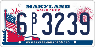 MD license plate 6BL3239