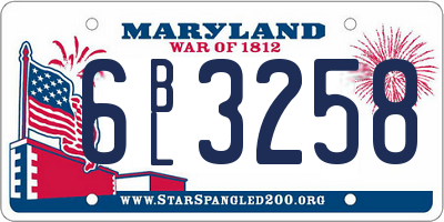 MD license plate 6BL3258