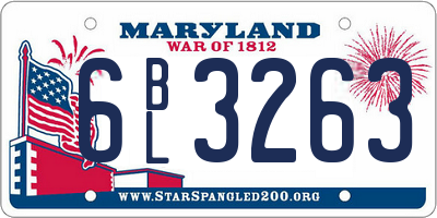MD license plate 6BL3263