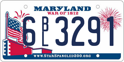 MD license plate 6BL3291