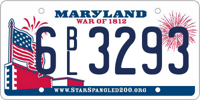 MD license plate 6BL3293
