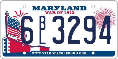 MD license plate 6BL3294