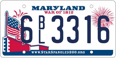 MD license plate 6BL3316