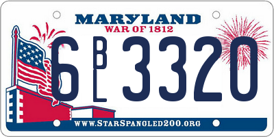 MD license plate 6BL3320