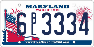 MD license plate 6BL3334