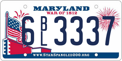 MD license plate 6BL3337