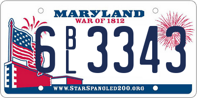MD license plate 6BL3343