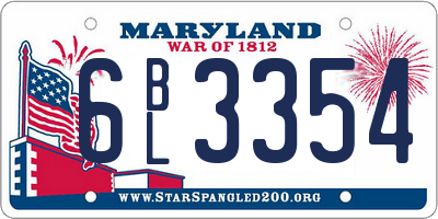 MD license plate 6BL3354