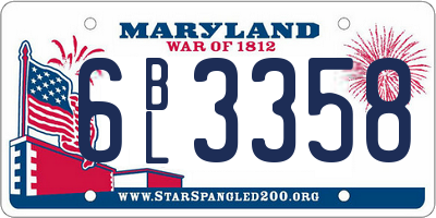 MD license plate 6BL3358