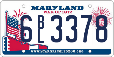 MD license plate 6BL3378