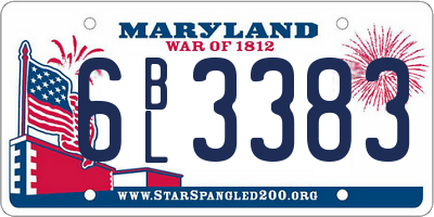 MD license plate 6BL3383