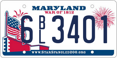 MD license plate 6BL3401