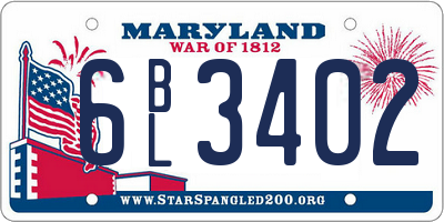 MD license plate 6BL3402