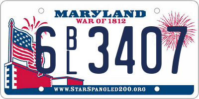 MD license plate 6BL3407