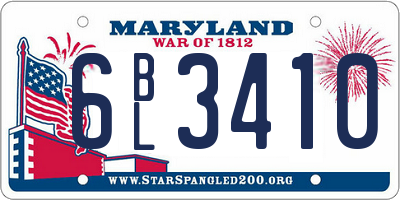 MD license plate 6BL3410