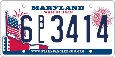 MD license plate 6BL3414