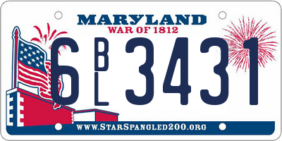 MD license plate 6BL3431
