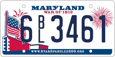 MD license plate 6BL3461