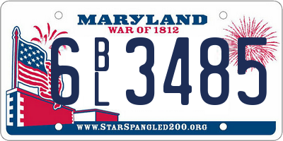 MD license plate 6BL3485