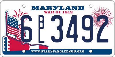 MD license plate 6BL3492