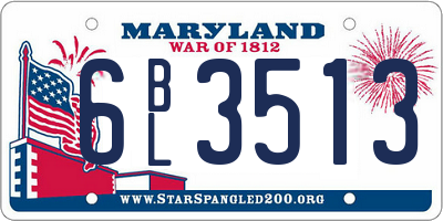 MD license plate 6BL3513