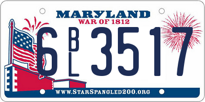 MD license plate 6BL3517