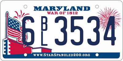 MD license plate 6BL3534
