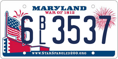 MD license plate 6BL3537