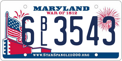 MD license plate 6BL3543
