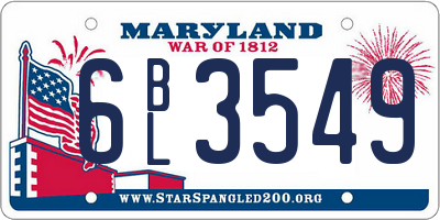 MD license plate 6BL3549