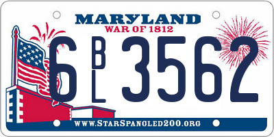 MD license plate 6BL3562