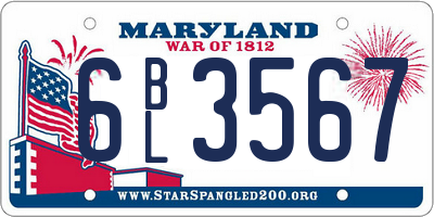 MD license plate 6BL3567