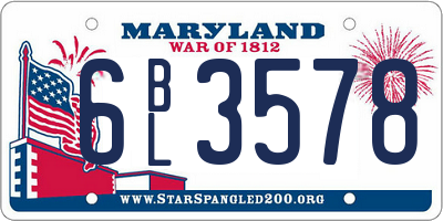 MD license plate 6BL3578