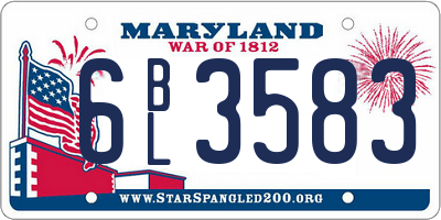 MD license plate 6BL3583