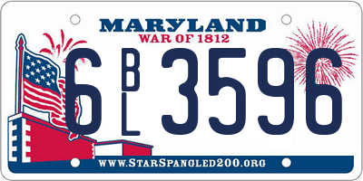 MD license plate 6BL3596