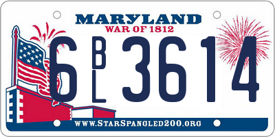 MD license plate 6BL3614