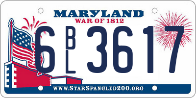 MD license plate 6BL3617