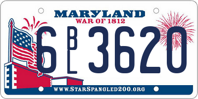 MD license plate 6BL3620