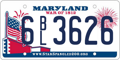 MD license plate 6BL3626