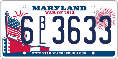 MD license plate 6BL3633