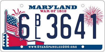 MD license plate 6BL3641