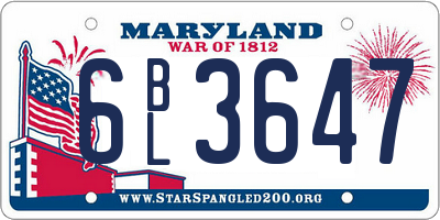 MD license plate 6BL3647
