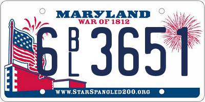 MD license plate 6BL3651